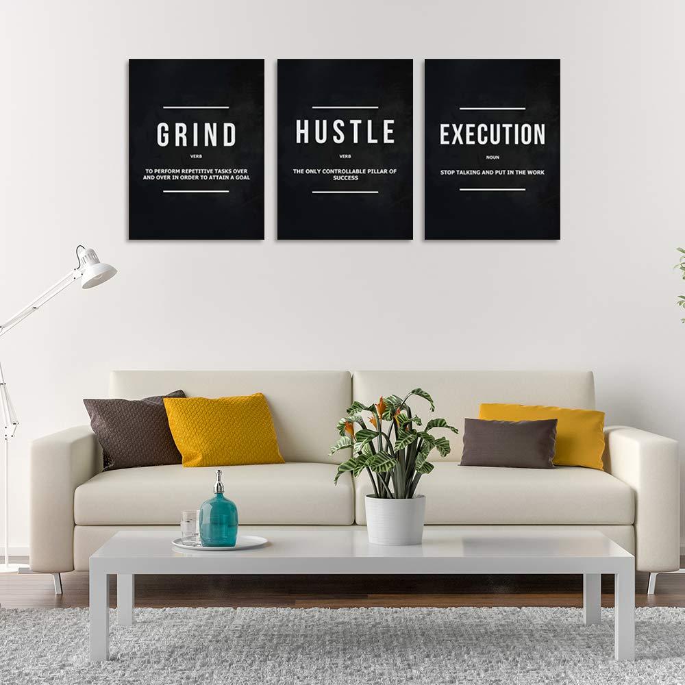 Motivational Office Wall Decor Inspirational Success Canvas Wall Art Hustle Posters Prints Entrepreneur Quote Wall Picture Paintings 3 Pieces Artwork Home Bedroom Framed Easy to Hang(36”Wx16”H) - Image 5