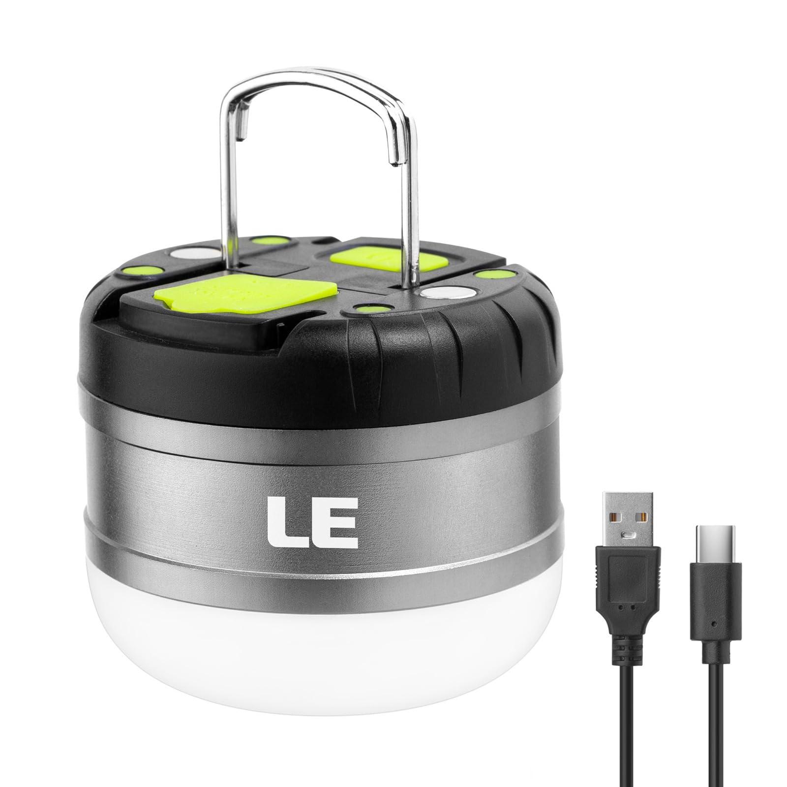 LE LED Camping Lantern Rechargeable, 310LM, 5 Light Modes, Power Bank, Waterproof, Mini Flashlight with Magnetic Base for Hurricane Emergency, Outdoor, Hiking, Home and Car