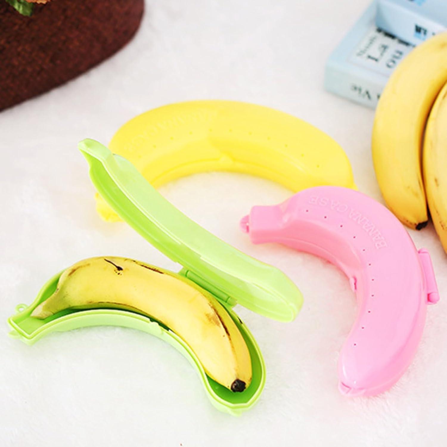 Jinshining Yellow Banana Protective Case Banana Protector Box Holder Banana Protector Flexible Plastic Fruit Banana Storage Case for Picnic and Travel Container Sets - Image 2