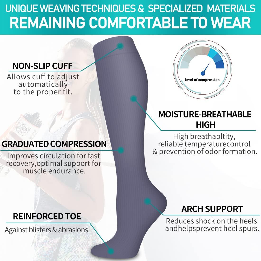 Copper Compression Socks for Women and Men(6 Pairs)-Best Support for Running, Athletic, Nursing, Travel - Image 5