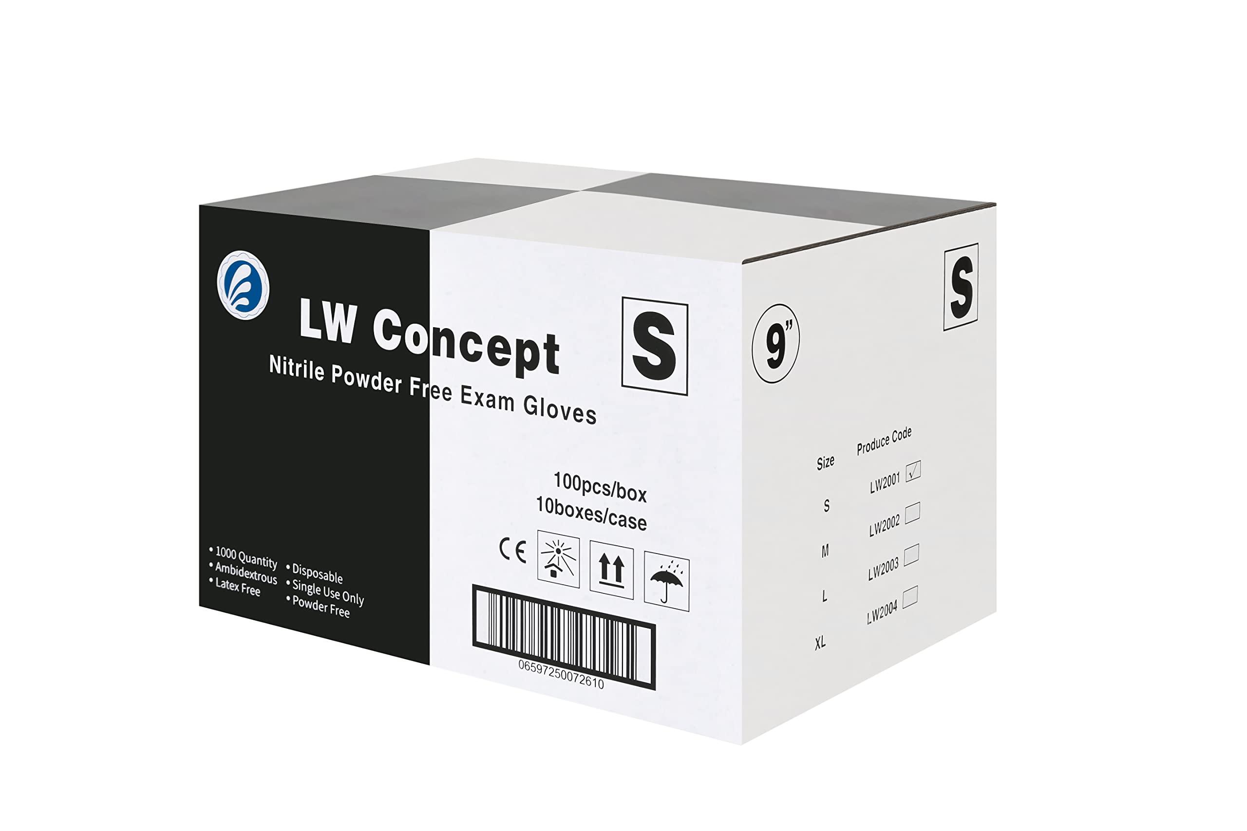 LW Concept Disposable Nitrile Gloves, Chemical Resistant, Powder-Free, Latex-Free, Non-Sterile, Food Safe, 5 Mil, Black, 1000-Count (Small) - Image 2