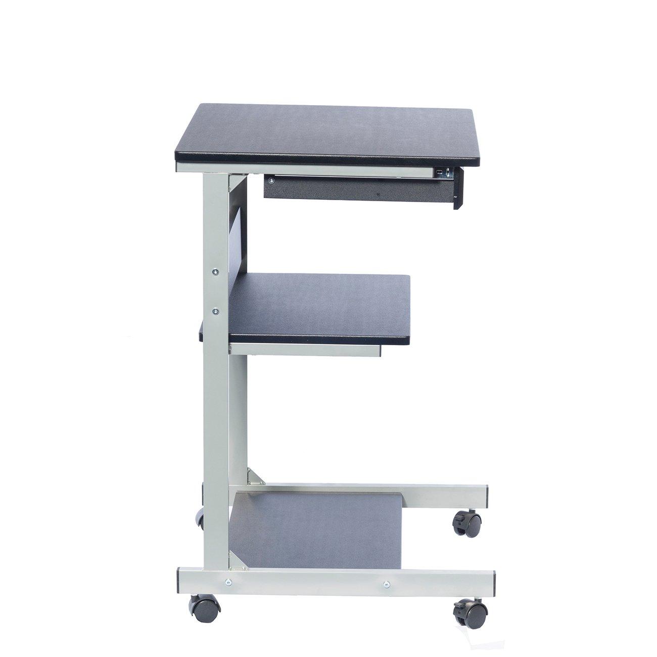 Techni Mobili, Portable Computer Desk, Workstation, Stand with Printer Shelf, Rolling Laptop Cart with Storage, Black Graphite - Image 8