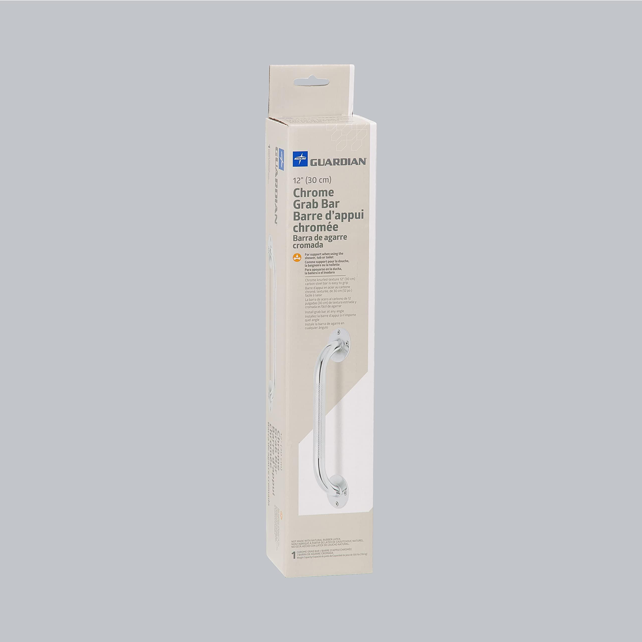 Medline Knurled Chrome 12” Grab Bar for Shower & Bathtub, Independence & Ease of Movement — for Elderly, Handicapped or Seniors, 300 lb. Capacity, 1 Bar - Image 8