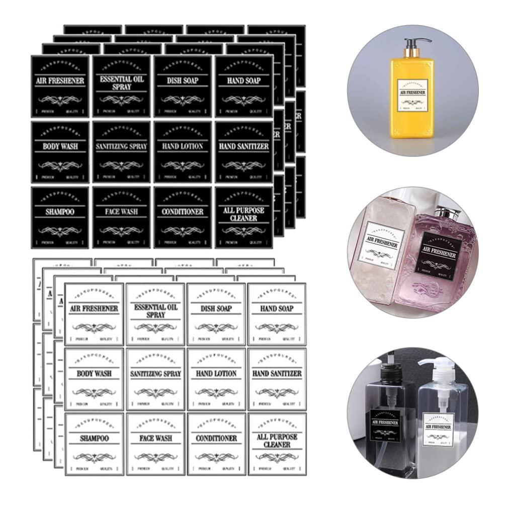 PipoNs 2 Sets Bathroom Supplies Labels Refillable Shampoo and Conditioner Bottles Shampoo Dispenser Stickers Soap Labels Cleaning Labels Laundry Room Labels PVC Container Detachable Size7x6.5CM - Image 7