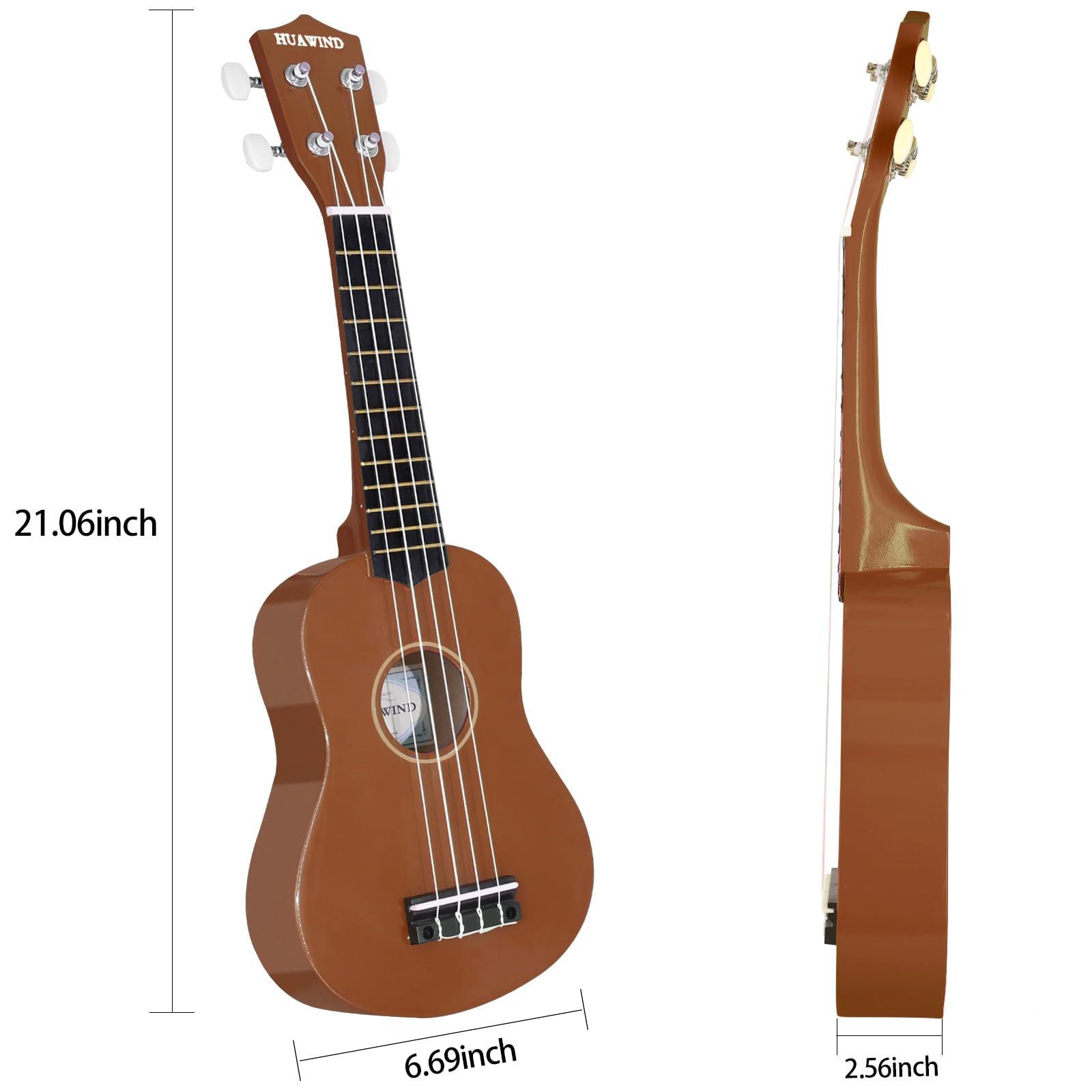 HUAWIND 21 Inch Soprano Ukulele for Beginners, Hawaiian Ukulele Four String Wood Ukelele Professional Ukalelee For Adult Student Starter (Brown) - Image 4