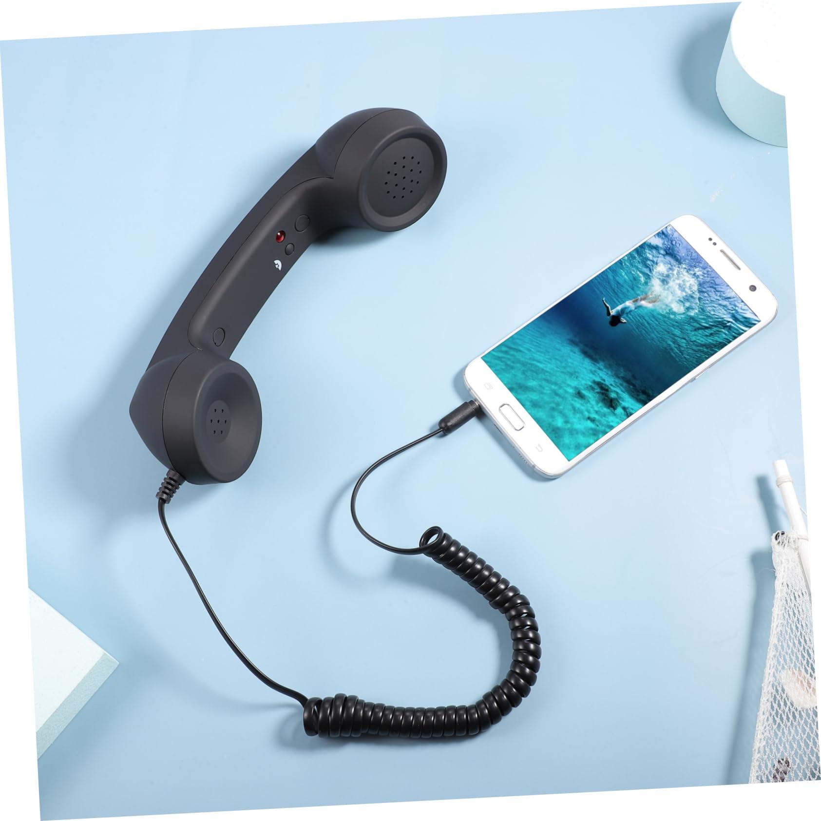 UKCOCO Universal Retro Telephone Handset- 3. 5MM Headset Externally Wired Microphone, Handheld Handset Receiver for Most All, Black - Image 2