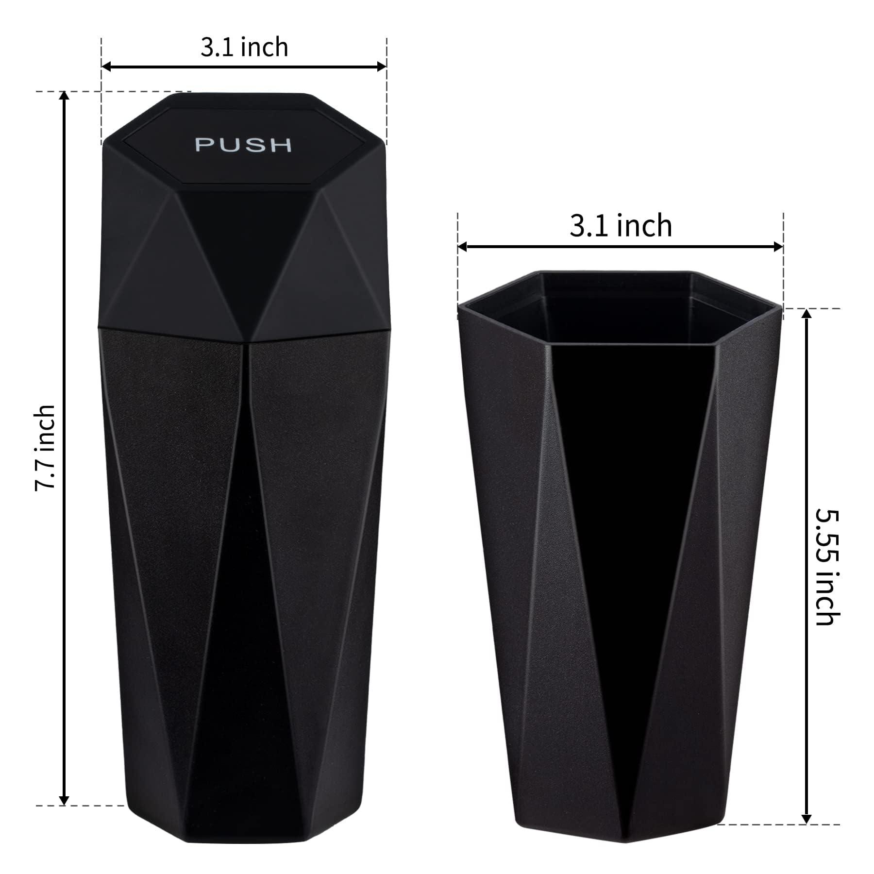 JUSTTOP Car Trash Can with Lid, Diamond Design Small Automatic Portable Trash Can, Easy to Clean, Used in Car Home Office Interior Accessories, 2PCS (Black) - Image 5