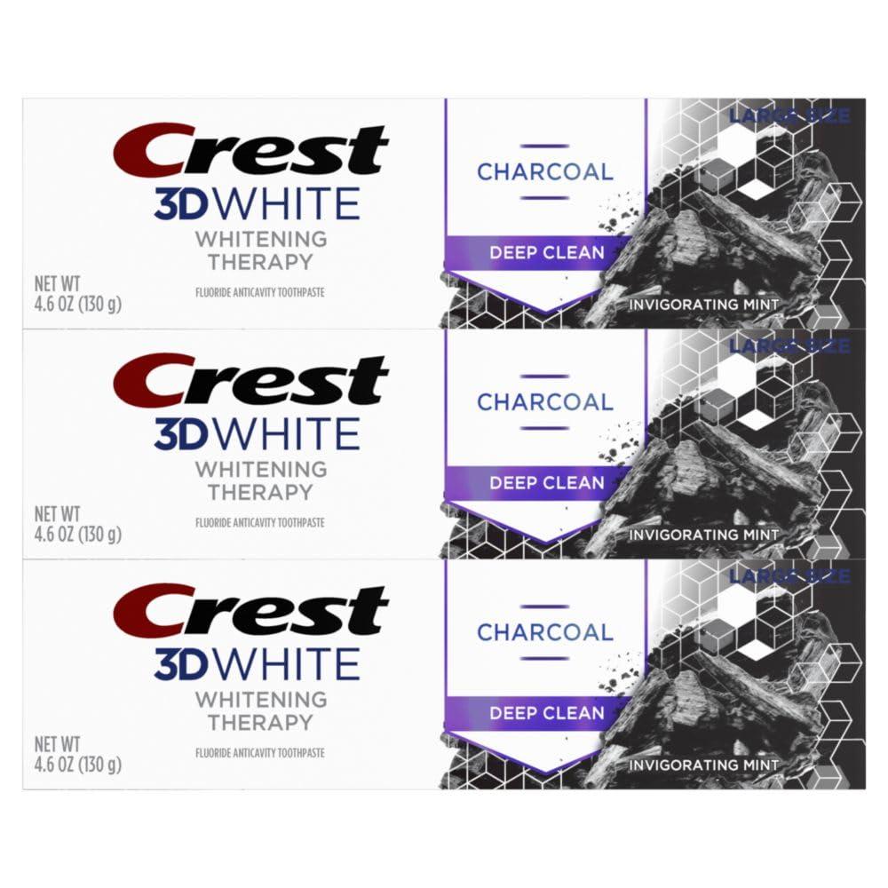 Crest 3D White Whitening Therapy Charcoal Deep Clean Invigorating Mint Teeth Whitening Toothpaste, 4.6 oz Pack of 3, Anticavity Fluoride Toothpaste, Gently Brightens Teeth, Strengthens Enamel - Image 8