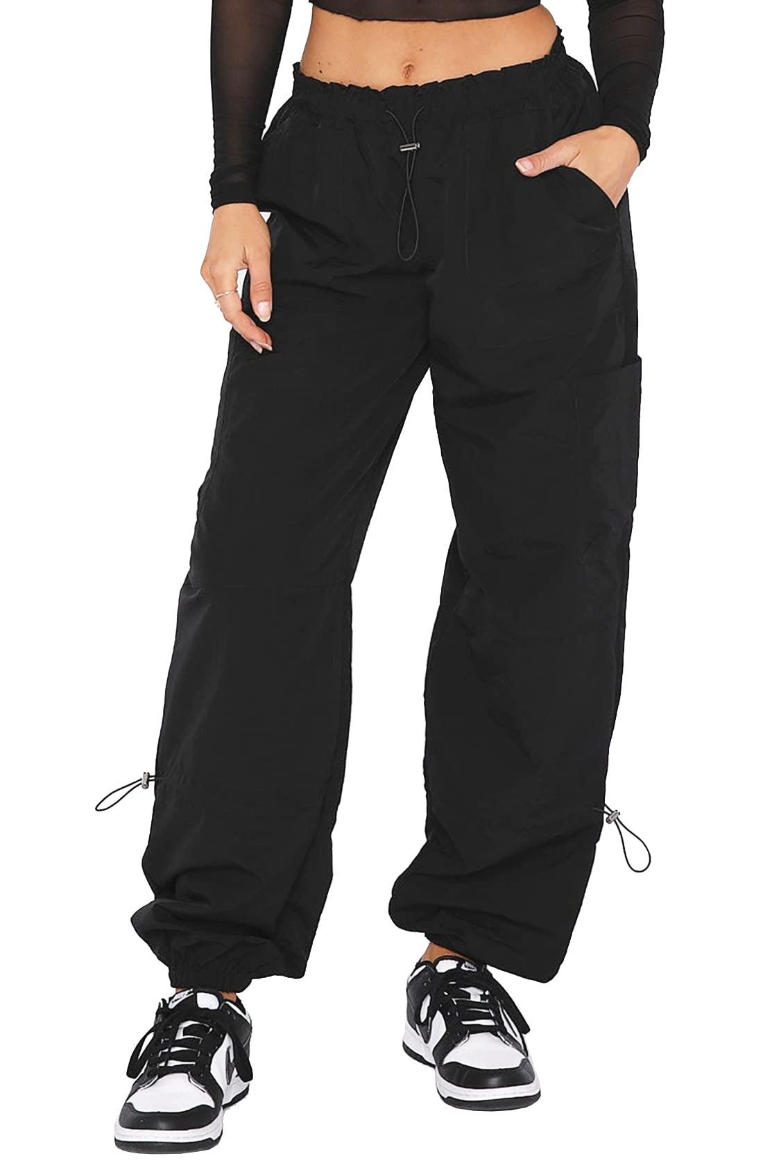DISCIPBUSH Cargo Pants Women Baggy - Parachute Pants for Women, Rave Pants Y2K Pants, Festival Outfits for Women
