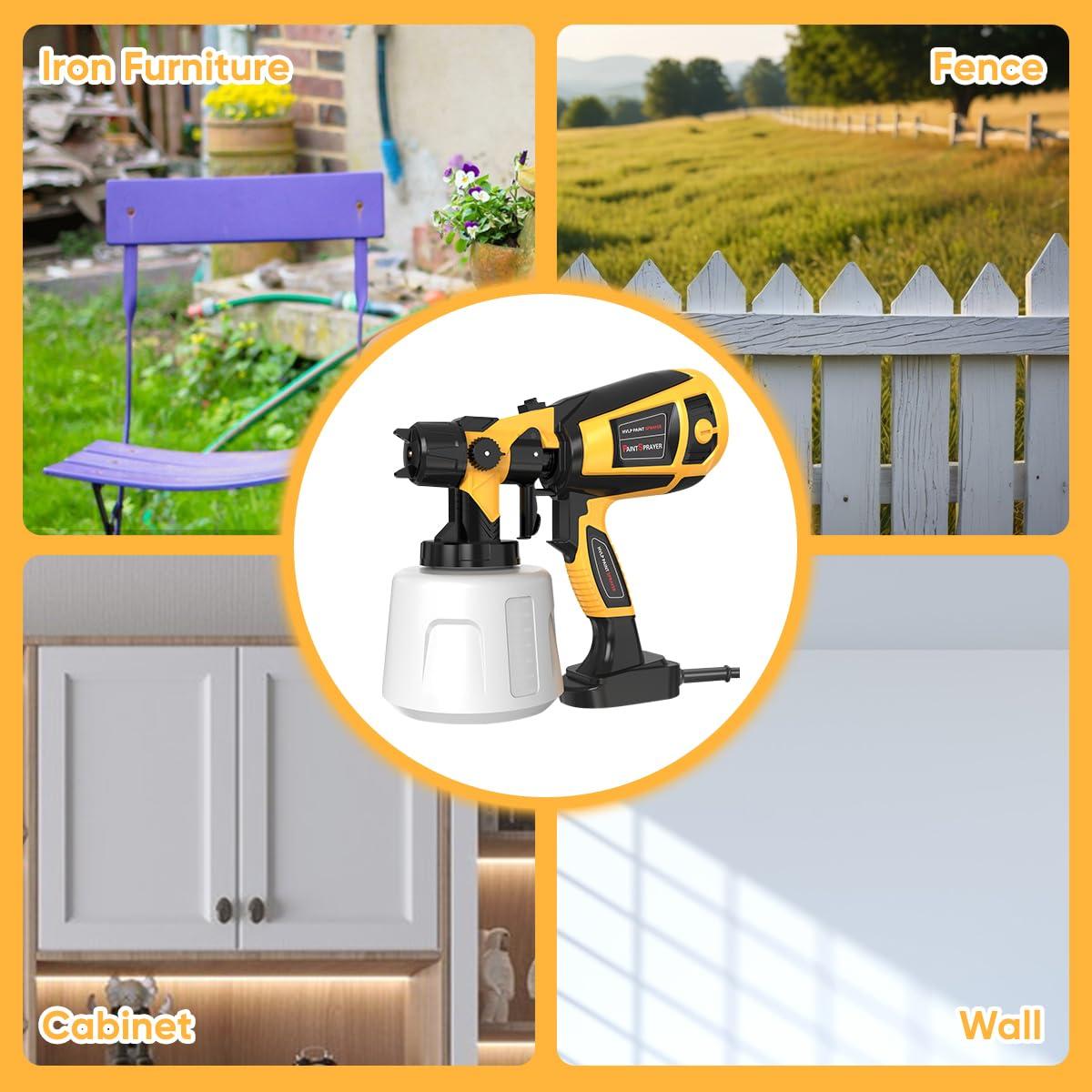 Paint Sprayer 1000W High Power Electric Spray Paint Gun with Adjustable Spray Width Knob,1400ML Container,4 Nozzles & 3 Patterns,Easy to Clean for Furniture Cabinets House Painting Black - Image 4