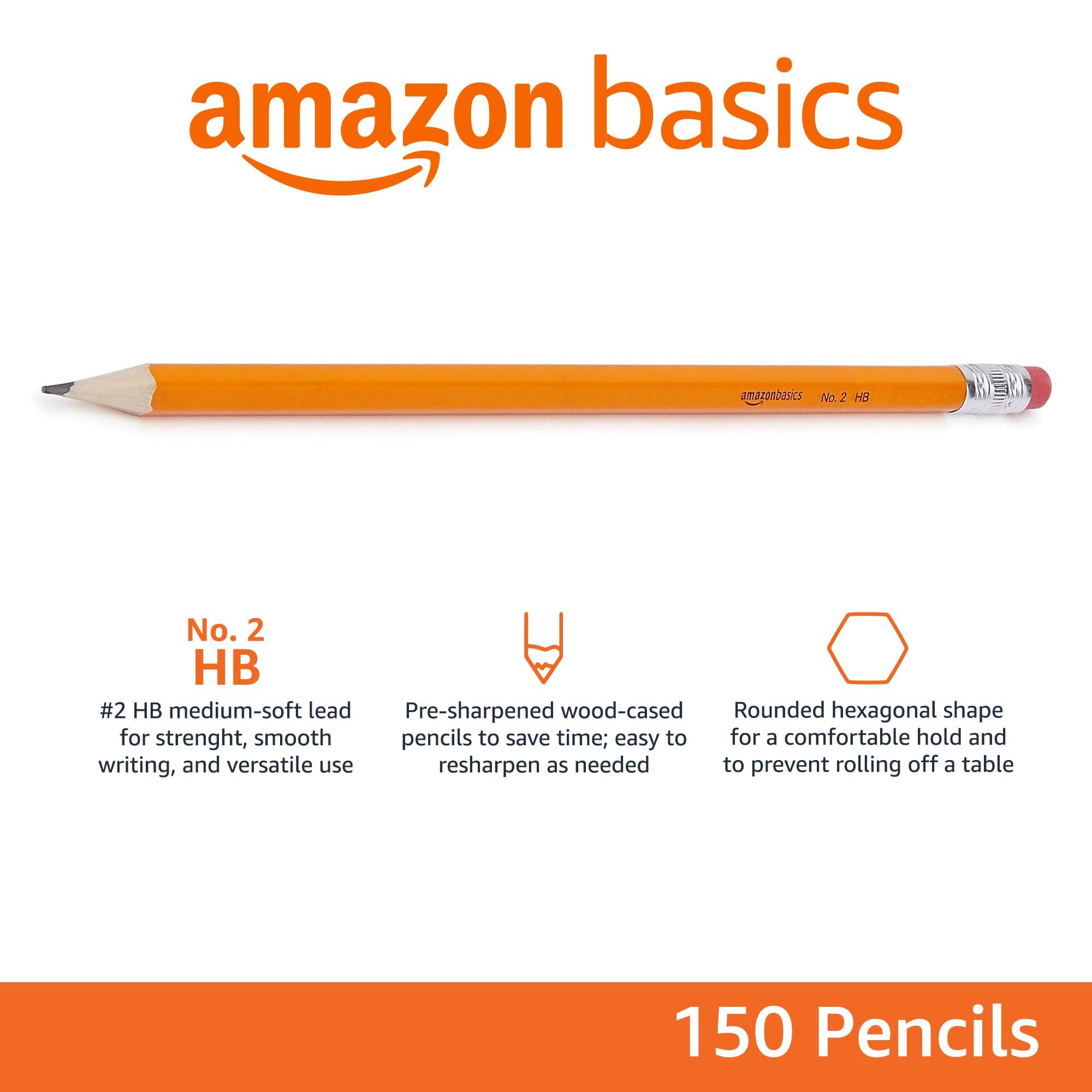Amazon Basics Wood-Cased #2 Pencils, Pre-sharpened, HB Lead Bulk Box, 150 Count, Yellow - Image 3