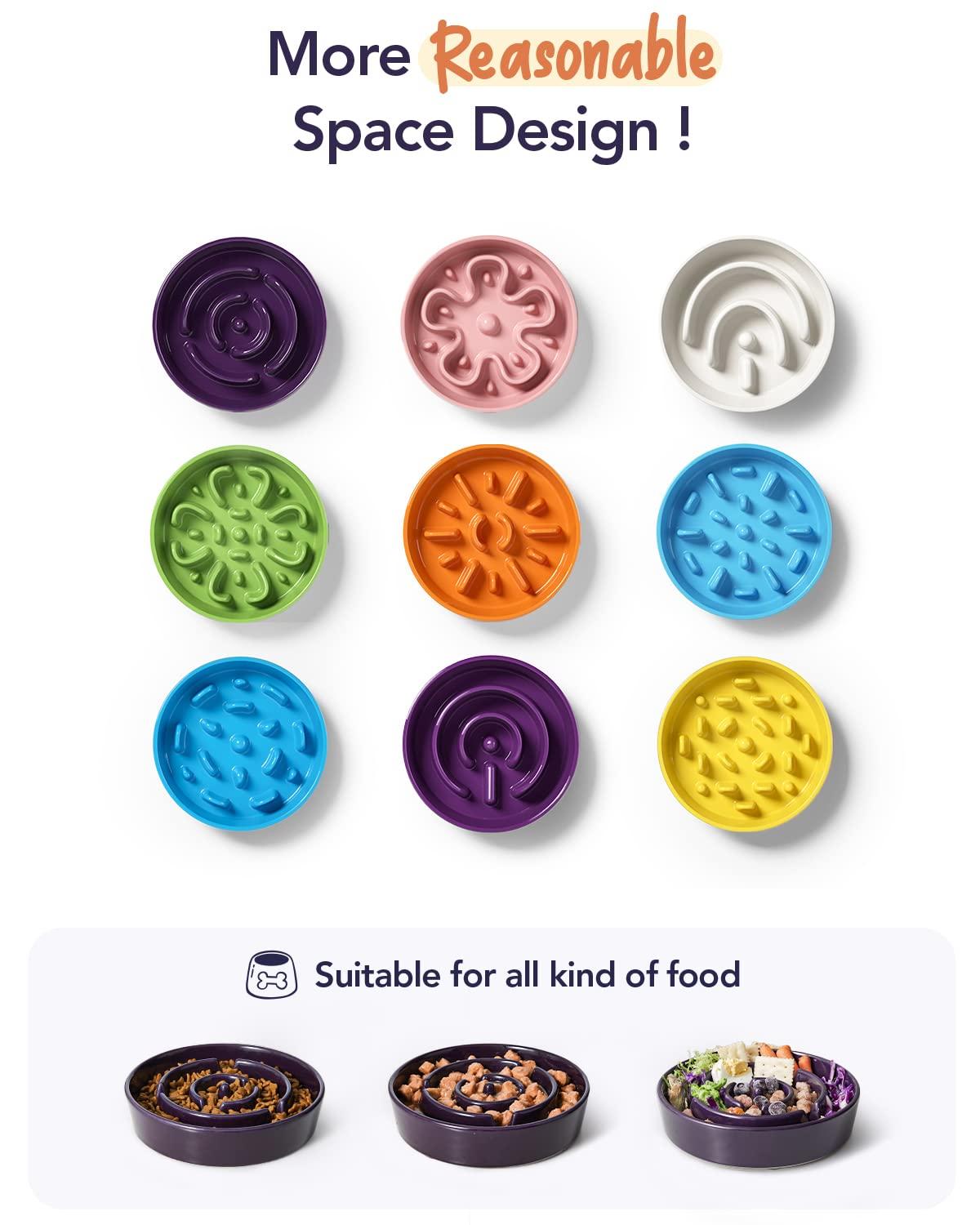 LE TAUCI Dog Bowls Slow Feeder Ceramic, 1.5 Cup Slow Feeding Bowl for Small and Medium Breed, Puzzle Dog Food Bowl for Fast Eater, Maze Purple - Image 6