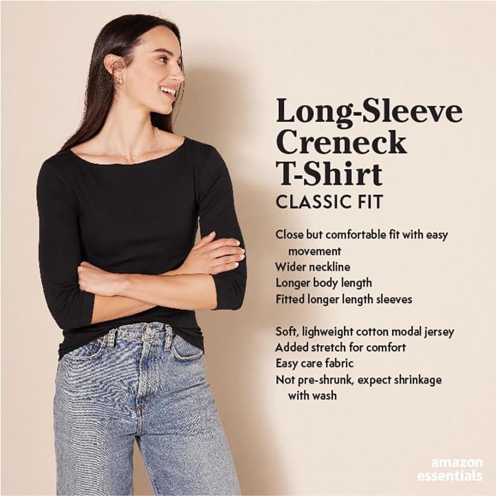 Amazon Essentials Women's Classic-Fit Long-Sleeve Crewneck T-Shirt (Available in Plus Size) - Image 2