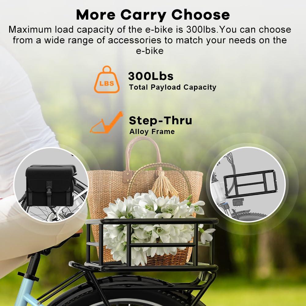 VELECTREC 𝟏𝟎𝟎𝟎𝐖 Peak Electric Bike for Adults,up 𝟖𝟎 Miles Removable Battery Ebike, 26" UL Certified Electric Mountain E Bike with 7-Speed,Adult Electric Bicycles for Commute Beach Snow - Image 7