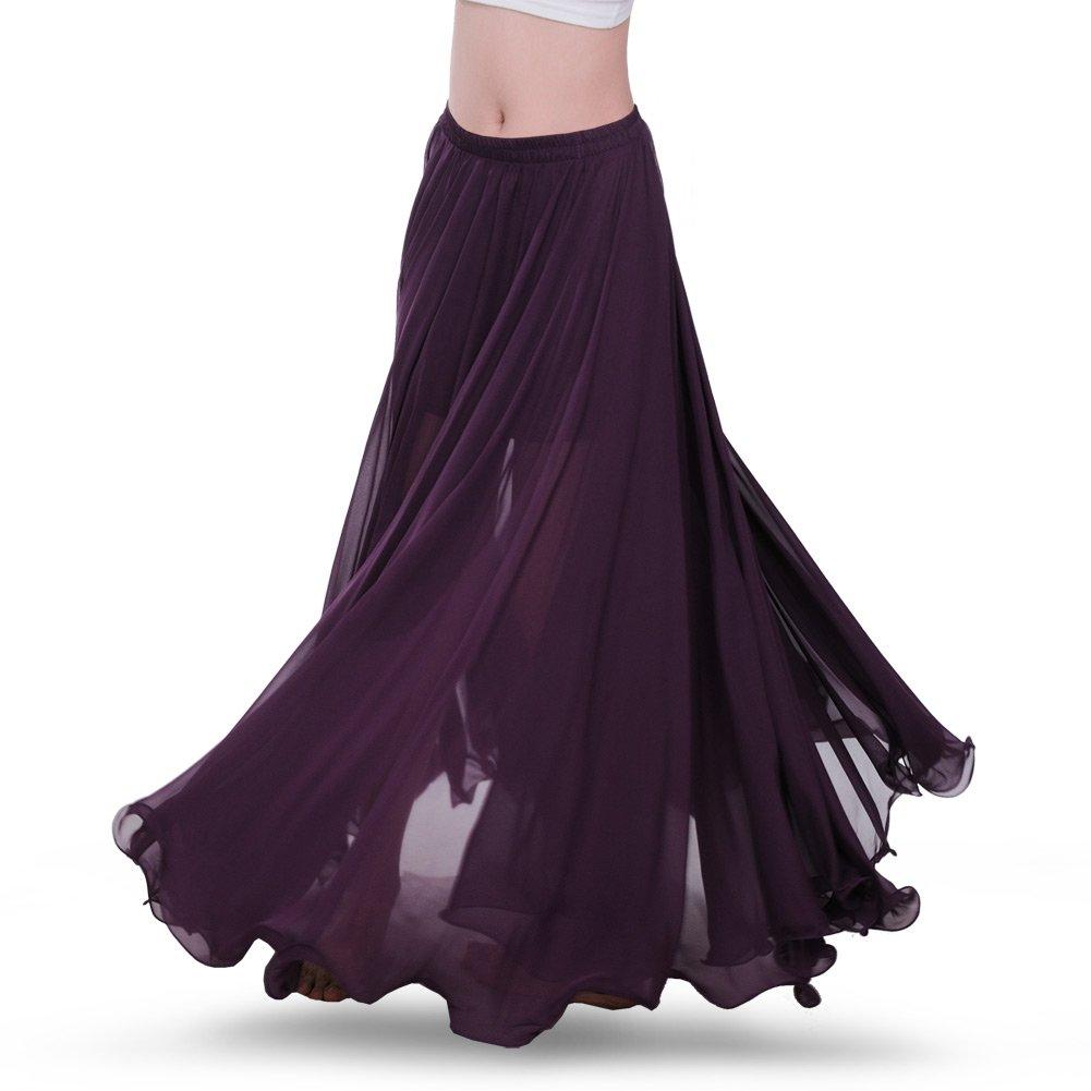 ROYAL SMEELA Chiffon Belly Dance Skirt for Women Belly Dancing Costume Outfit Tribal Maxi Full Skirts Solid Color Skirt Voile - Image 3