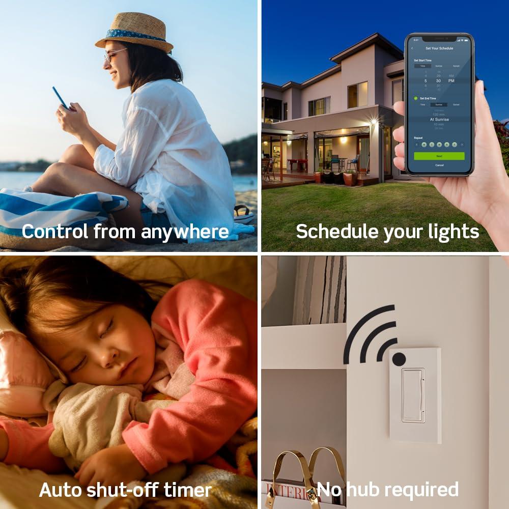 Leviton Decora Smart Switch, Wi-Fi 2nd Gen, Neutral Wire Required, Works with Matter, My Leviton, Alexa, Google Assistant, Apple Home/Siri & Wired or Wire-Free 3-Way, D215S-2RW, White - Image 4