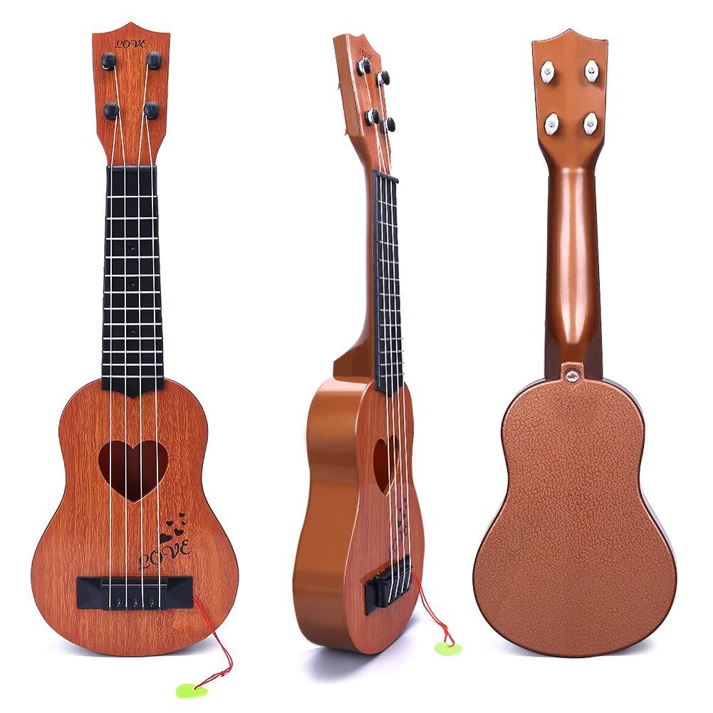 YEZI Kids Toy Classical Ukulele Guitar Musical Instrument, Brown - Image 6