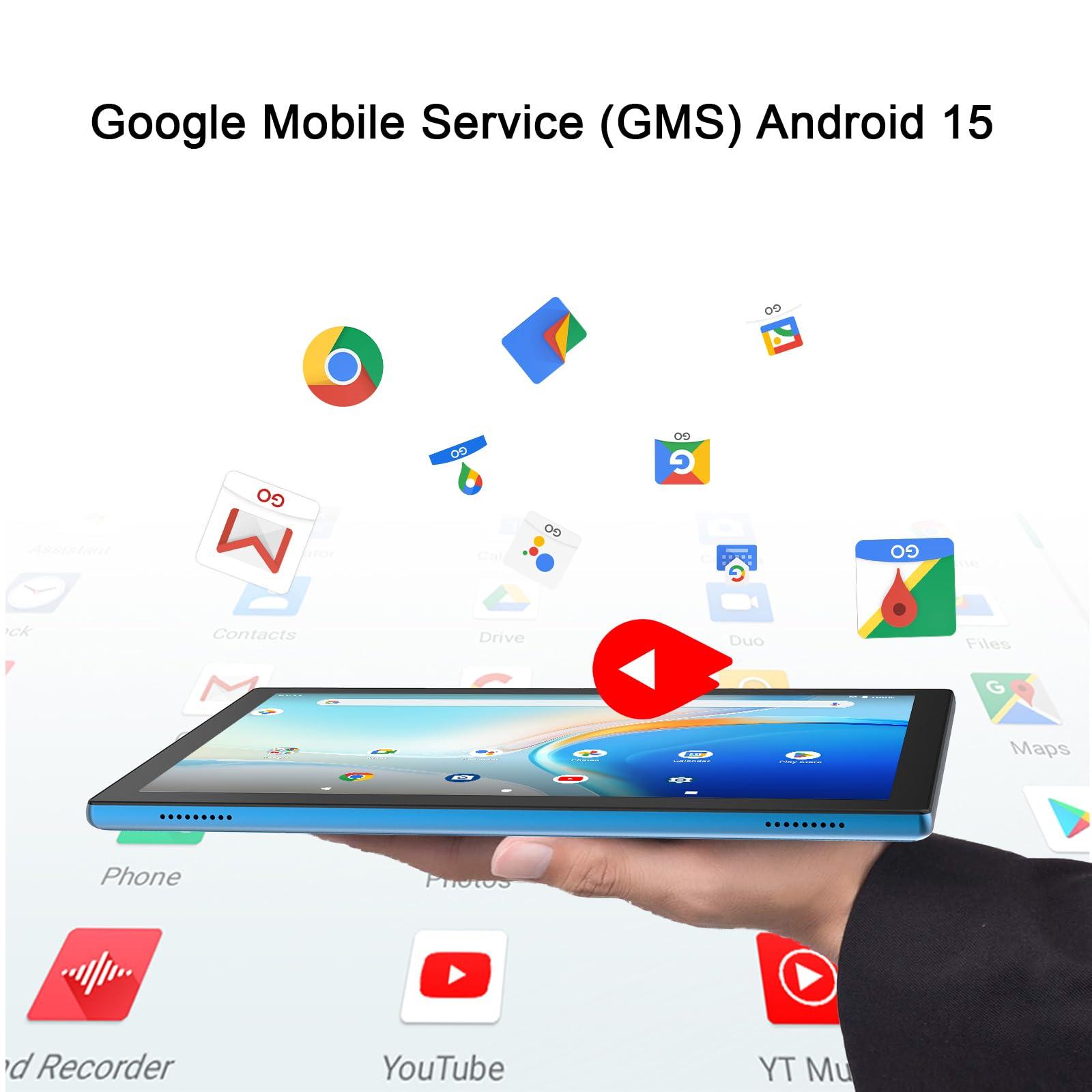 Android 15 Tablet, 10 inch 2 in 1 Tablets with Keyboard, 18GB RAM 128GB ROM 2TB Expand, Quad-Core 2.0Ghz CPU, 5G WiFi 6, BT5.0, 1280x800 HD Touchscreen, 6000mAh, Widevine L1, GMS Tablet, Navy - Image 4