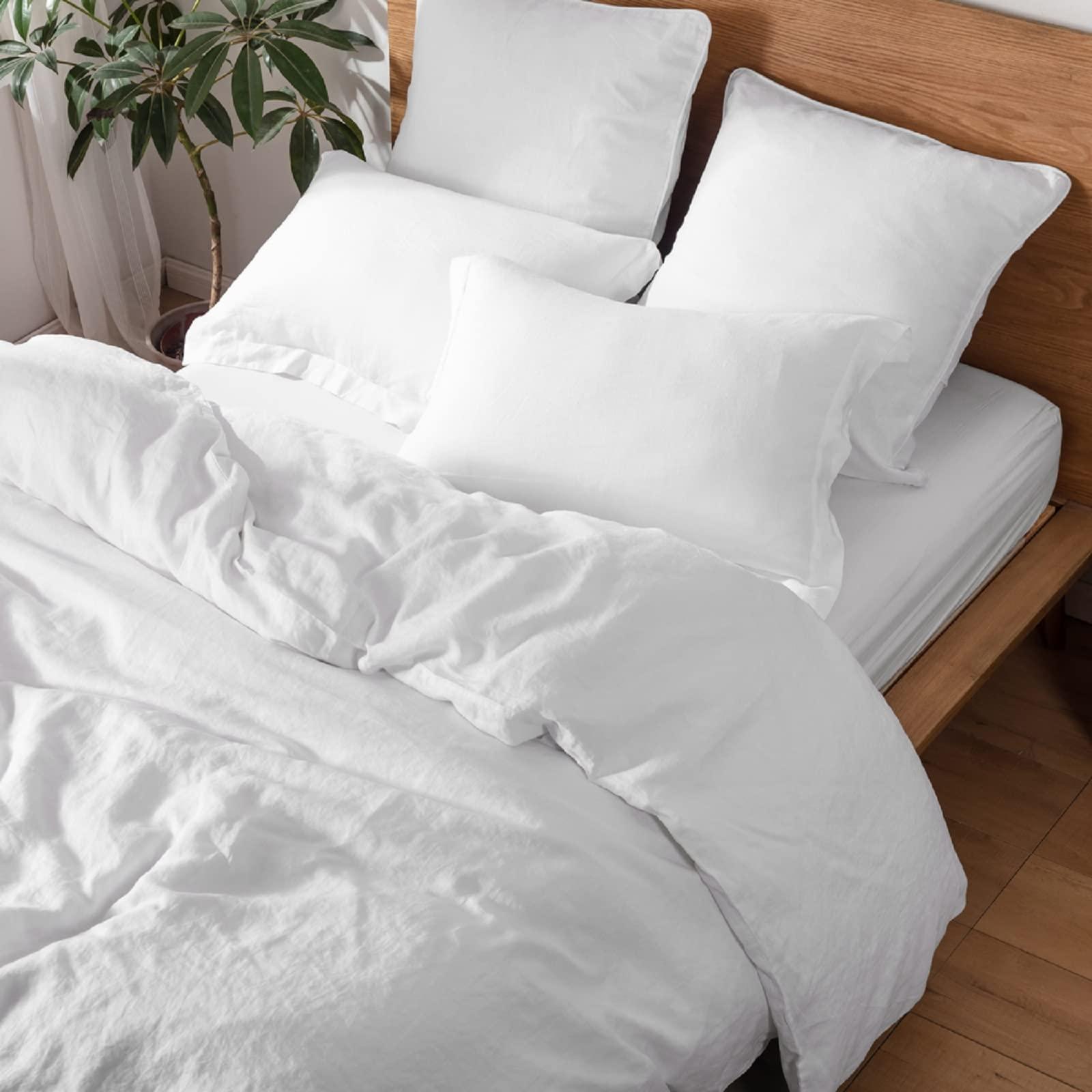 Simple&Opulence 100% Linen Pillow Case King Size Set of 2, Pillow Covers with Overlap Closure, Luxury Breathable Pillowcases Suitable for All-Season (20" X 36", White) - Image 6