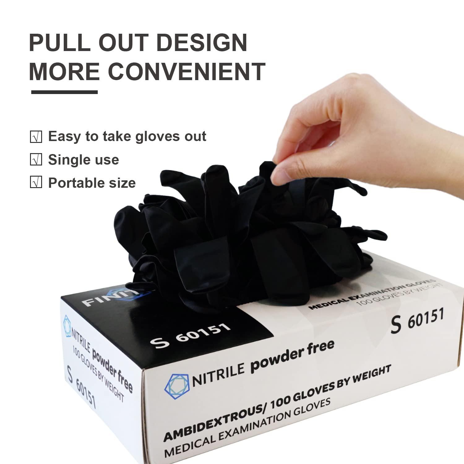 FINITEX - Black Nitrile Disposable Gloves, Exam Gloves, Powder-free, Latex-free, 3mil, Case of 10 Boxes - Image 4