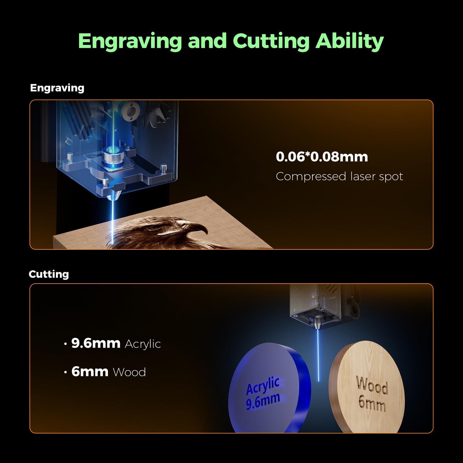 Creality Falcon A1 10W Laser Engraver, 80W Powerful Output, Fully Enclosed, 600mm/s Speed, HD Camera Auto Positioning, Pre-Assembled&Smart Material Recognition, Ideal for Wood & Metal, Class 1 Safety - Image 3
