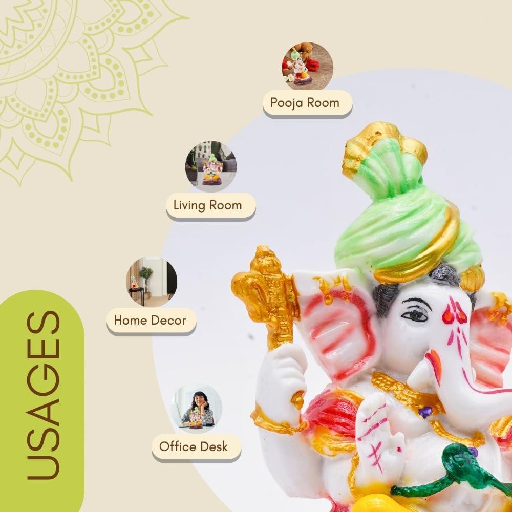 Vedic Charya Lord Ganesha Idol Statue – 6" Handmade Polyresin Ganesh Murti – Hindu Elephant God Figurine for Home, Office, Pooja Room Decor & Gift – Ganpati Buddha Sculpture Puja Decoration - Image 5