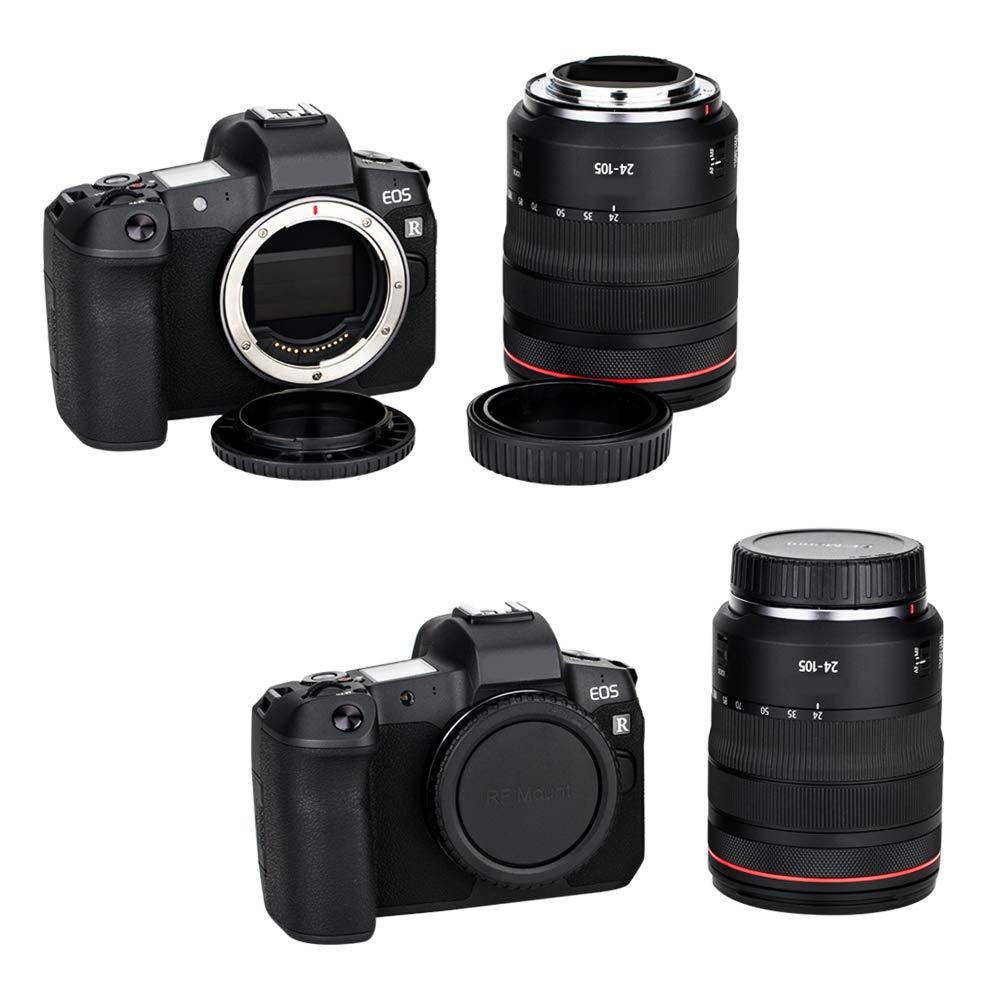 2 Pack RF Mount Body Cap Cover & Rear Lens Cap for Canon EOS R100 R50 R50V R8 R R1 R3 R5 R6 Mark II R7 R10 RP Mirrorless Camera & RF Mount Lenses, with 2 Extra Hot Shoe Protective Covers Included - Image 5