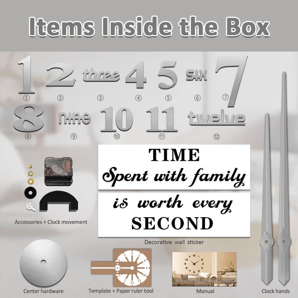 Mintime Modern Frameless DIY Wall Clock Large 3D Wall Watch Mirror Numbers for Home Office Decorations - Image 7