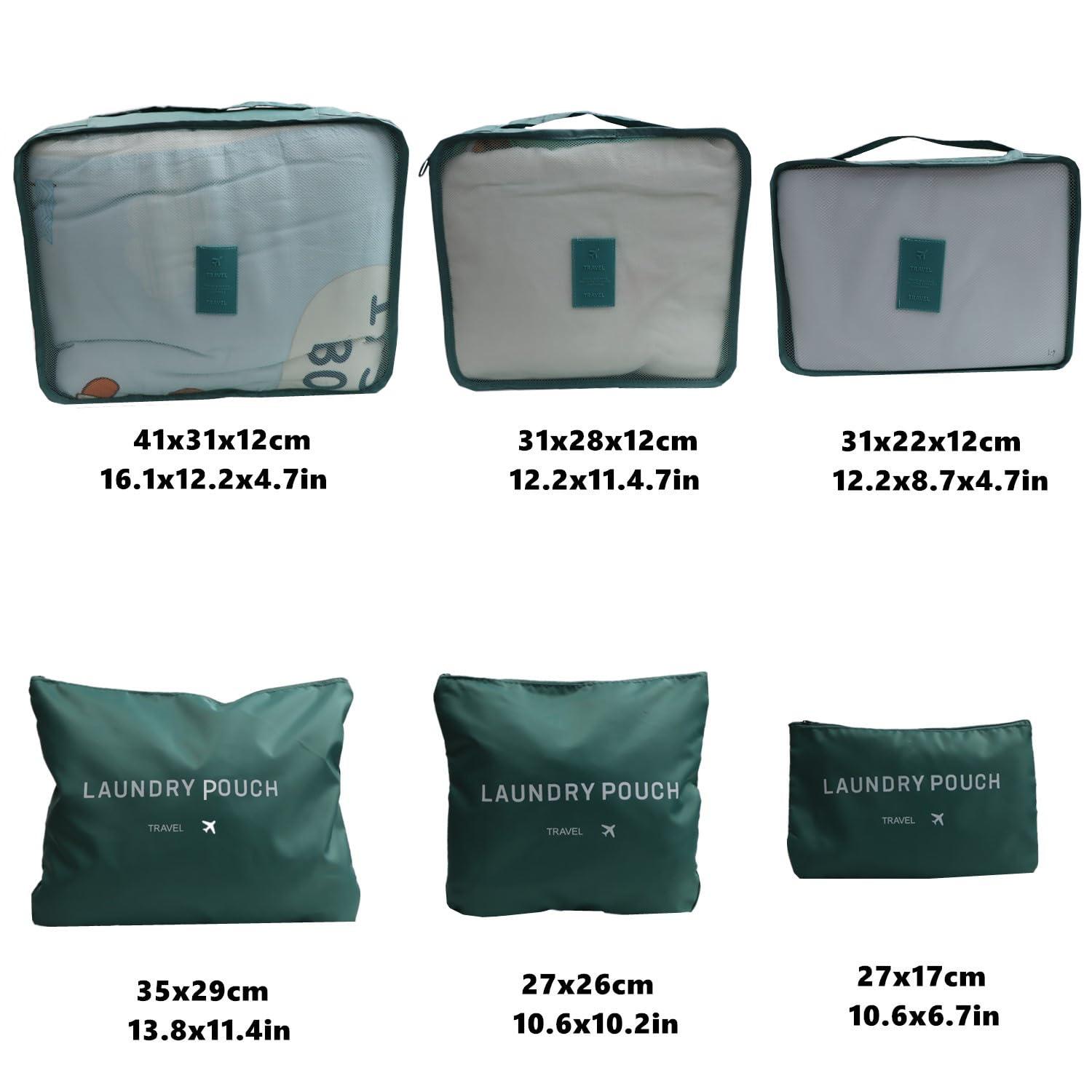 Gbateri 6 Pack Packing Cubes for Suitcases - Compression Luggage Packing Organizers with Laundry Pouch - Travel Storage Bags for Travel Accessories, Clothes, Cosmetics, Toiletries - Dark Green - Image 3