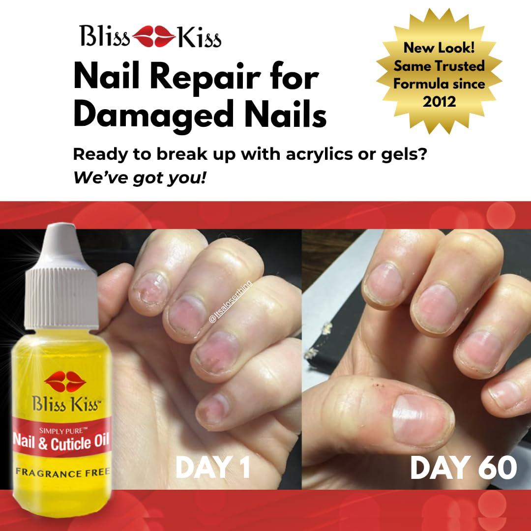 Bliss Kiss | Fragrance Free | Nail Oil Cuticle Dropper w/Vitamin E & Jojoba⏤Nail Strengthener Nail Growth Oil and Serum for Brittle Peeling Breaking Thin Nails | 0.5oz | - Image 3