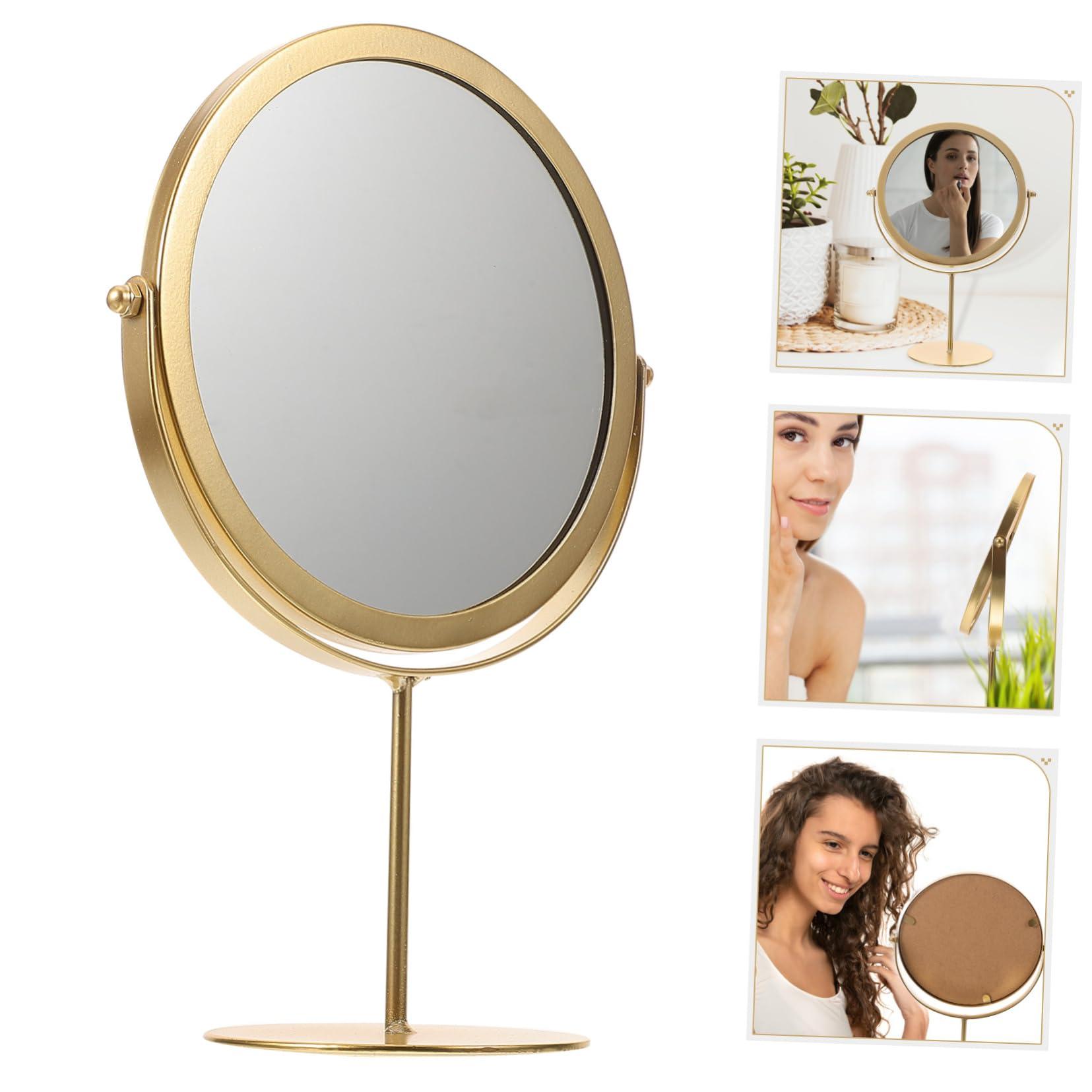 Cabilock Decorative Makeup Mirror Gold Magnifying Desk Mirror Sturdy Home Table - Image 4