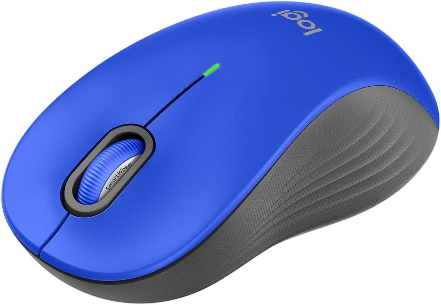 Logitech - Signature M550 L Full Size Bluetooth Ambidextrous Mouse with Silent Clicks - Wireless - Blue (Renewed)