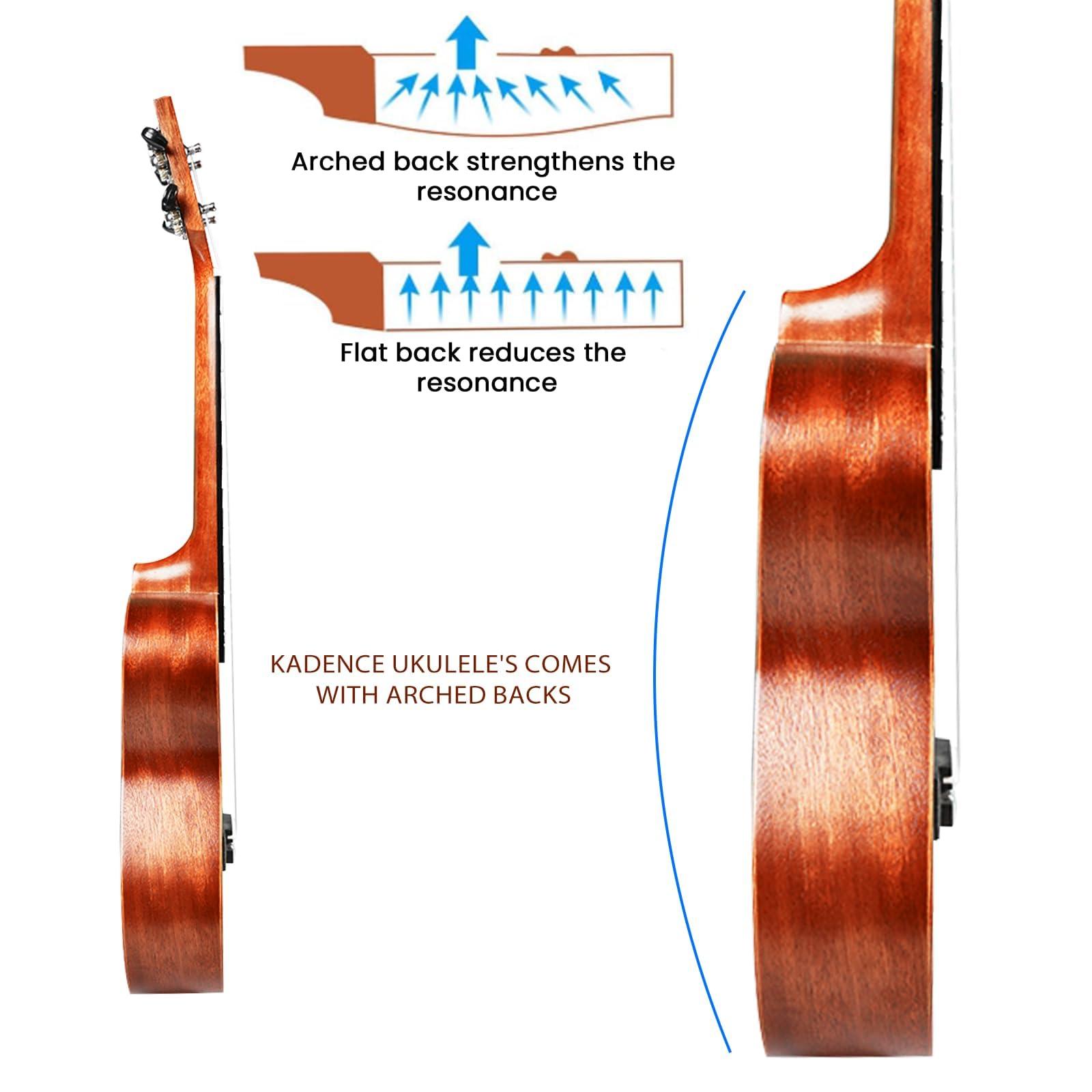 Kadence Concert Ukulele 23" Spring Summer Collection of Ukuleles- Matt Finish with Strap & Bag (Cinnamon Brown) - Image 7