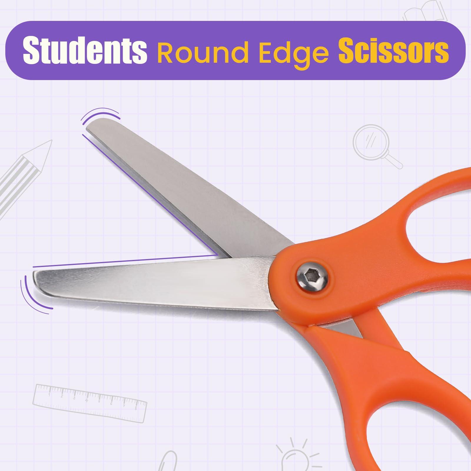 BURVAGY 36 Packs 5" Small School Student Blunt Tip Craft Kids Scissors, Stainless Steel Blades Comfort Grip 5 Inch Safety Scissors Bulk for Children Toodler Cutting Paper - Image 5