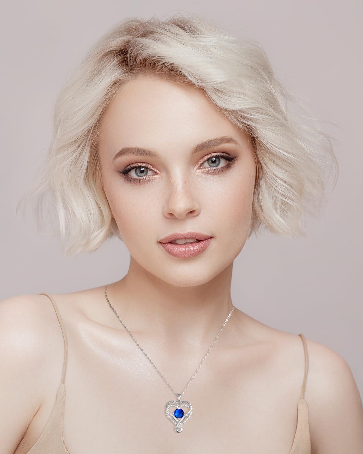 Jewelry for Women Wife Infinity Heart Birthstone I Love You Necklace S925 Anniversary Women Necklaces for Her Wife Birthday Gift Ideas, Birthday Present for Girlfriend Mom Daughter Sterling Silver - Image 2