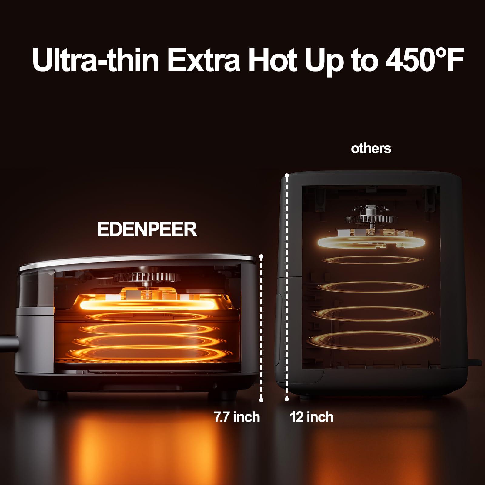EDENPEER Extra Large Air Fryer,11-IN-1 Airfryer, Non Toxic, Max Crisp, Air Fry, Air Roast, Reheat, Dehydrate, Max Crisp Technology with 450F, 6QT Up to 33 Chicken Wings Capacity - Image 2