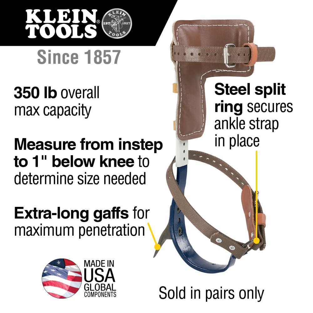 Klein Tools CN1907ARL Tree Climber Set with Pole Climbers, Leg Irons, Climbing Gaffs, Climber Pads, Straps, Gaff Spikes, Stirrups - Image 2