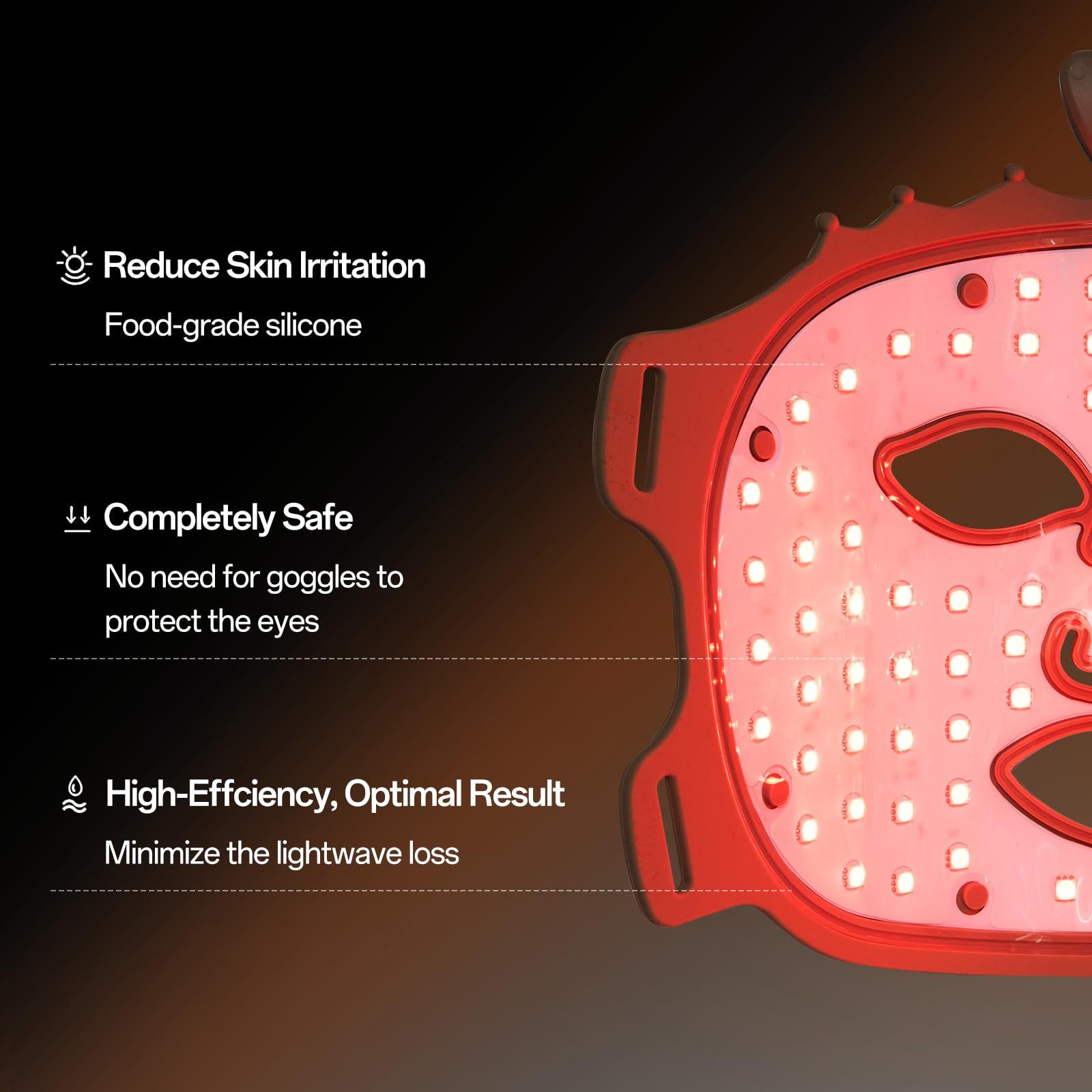 SUERBEATY Red Light Mask - 7 Colors Red Light Mask for Face, Facial Skin Care at Home, Cordless Design, Lightweight, Portable, Rechargeable for Home - Khaki - Image 5