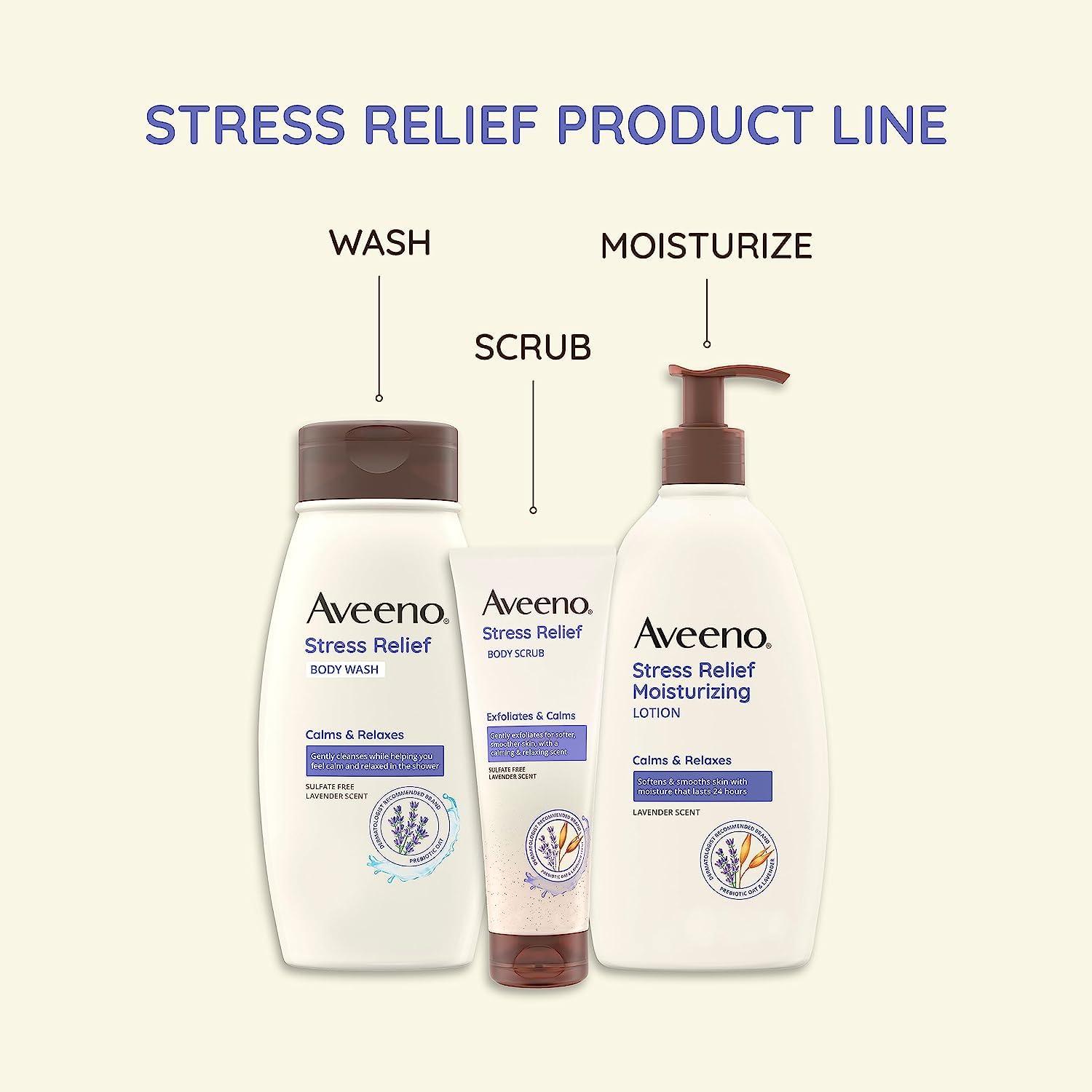 Aveeno Stress Relief Body Wash with Nourishing Oat & Lavender Scent for Sensitive Skin, Gently Cleanses & Helps You Feel Calm & Relaxed in the Shower, Soap-Free, 33 fl. oz - Image 5