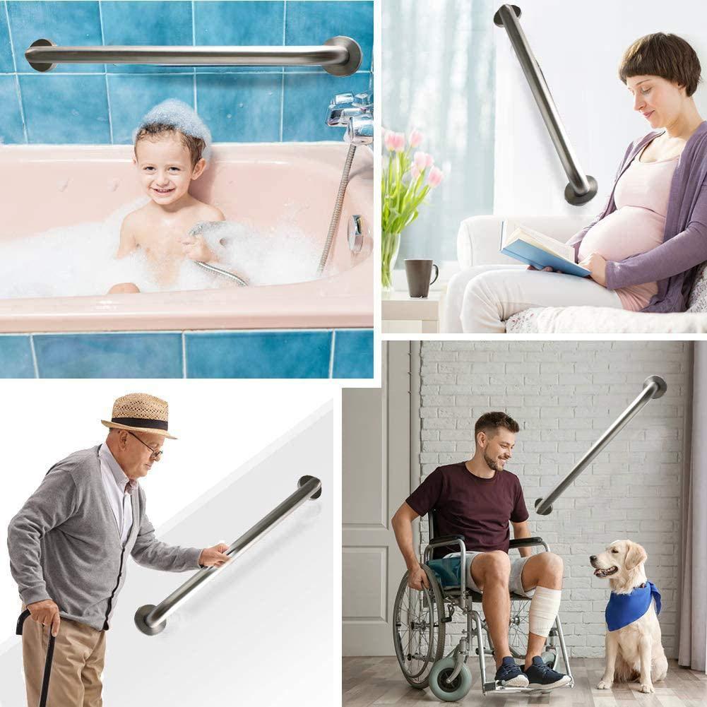 Brushed Nickel Shower Grab Bar 16 Inch - 1 1/4" Diameter, iMomwee 2 Pack Stainless Steel Safety Assist Handle, Wall Mounted Bathroom Mobility Aid Balance Support Hand Rail for Handicap Elderly Senior - Image 6