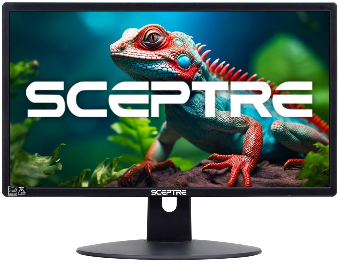 Sceptre 20" LED Monitor 1600x900 75Hz, Wide Viewing Angle 170° (Horizontal), 160° (Vertical), 2x HDMI, VGA, Built-in Speakers, Machine Black, Ultra Thin