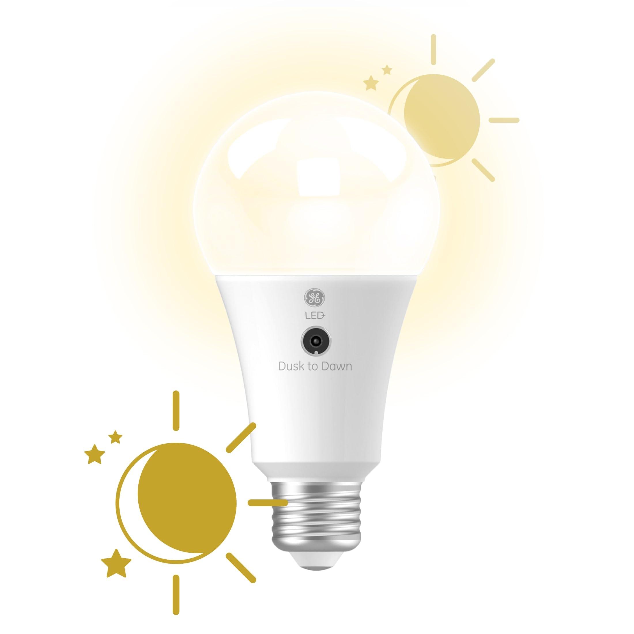GE LED+ A19 Dusk to Dawn LED Light Bulbs, Automatic On/Off Outdoor Security Light, Soft White (2 Pack) - Image 9