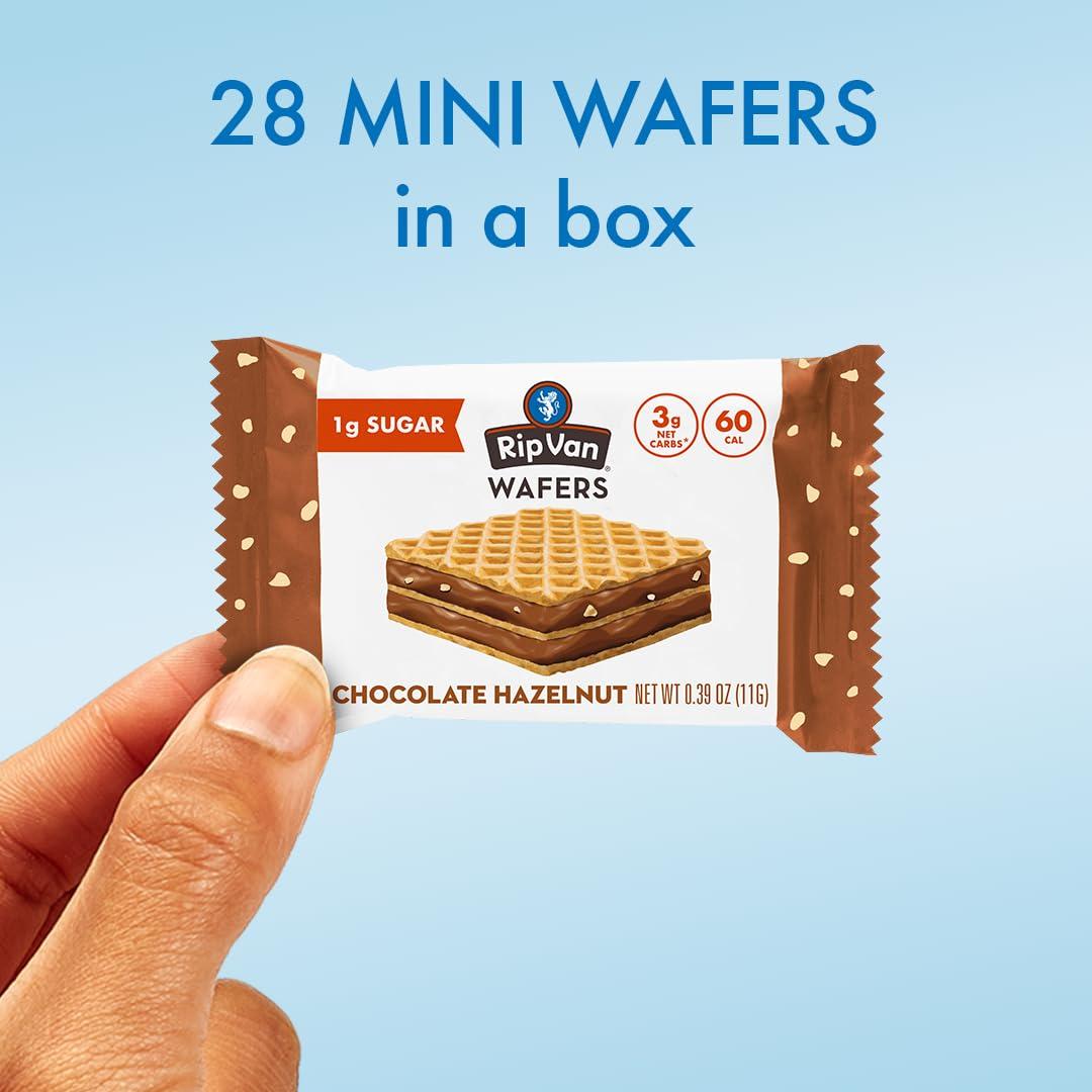 Rip van Wafels Rip Van Chocolate Hazelnut Mini Wafer Cookies - Healthy Snacks - Mini Keto Cookies - Keto Snacks - Low Carb, Low Sugar (1g), Low Calorie and Vegan Snack - 28 Count - Image 4