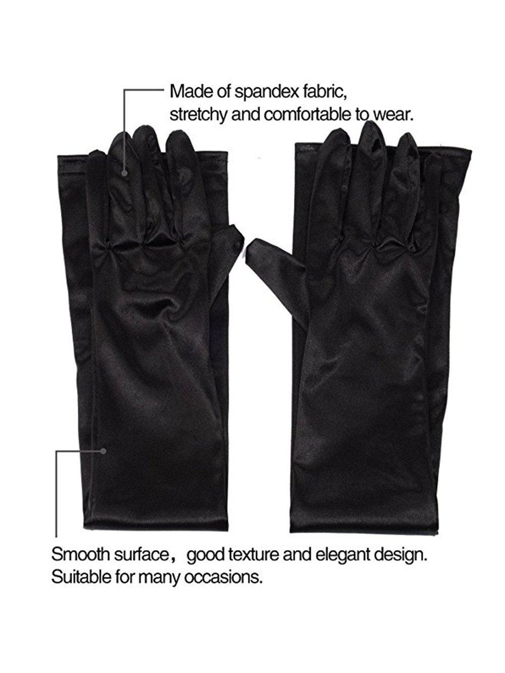 Long Opera Party Gloves for Women 1920s 20s Satin Gloves Costumes Elbow Length Bridal Evening Dress, 21.6 inches - Image 5