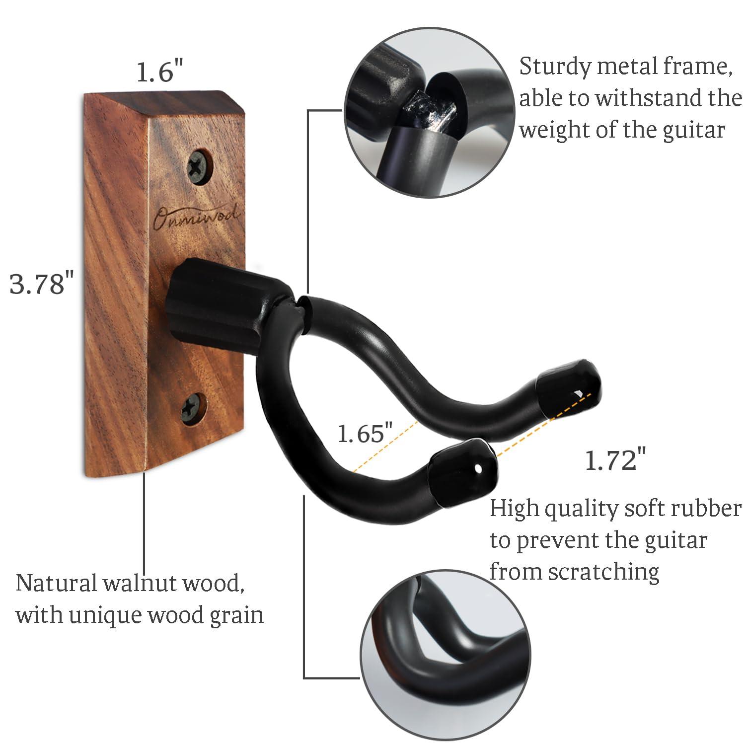 Ukulele Wall Mount Hanger 2 Pack, Black Walnut Wood U-Shaped Ukulele Holder Hanger, Ukulele Wall Mount Hook for Ukulele Banjo Mandolin Concert Pineapple Soprano Tenor and Baritone - Image 5