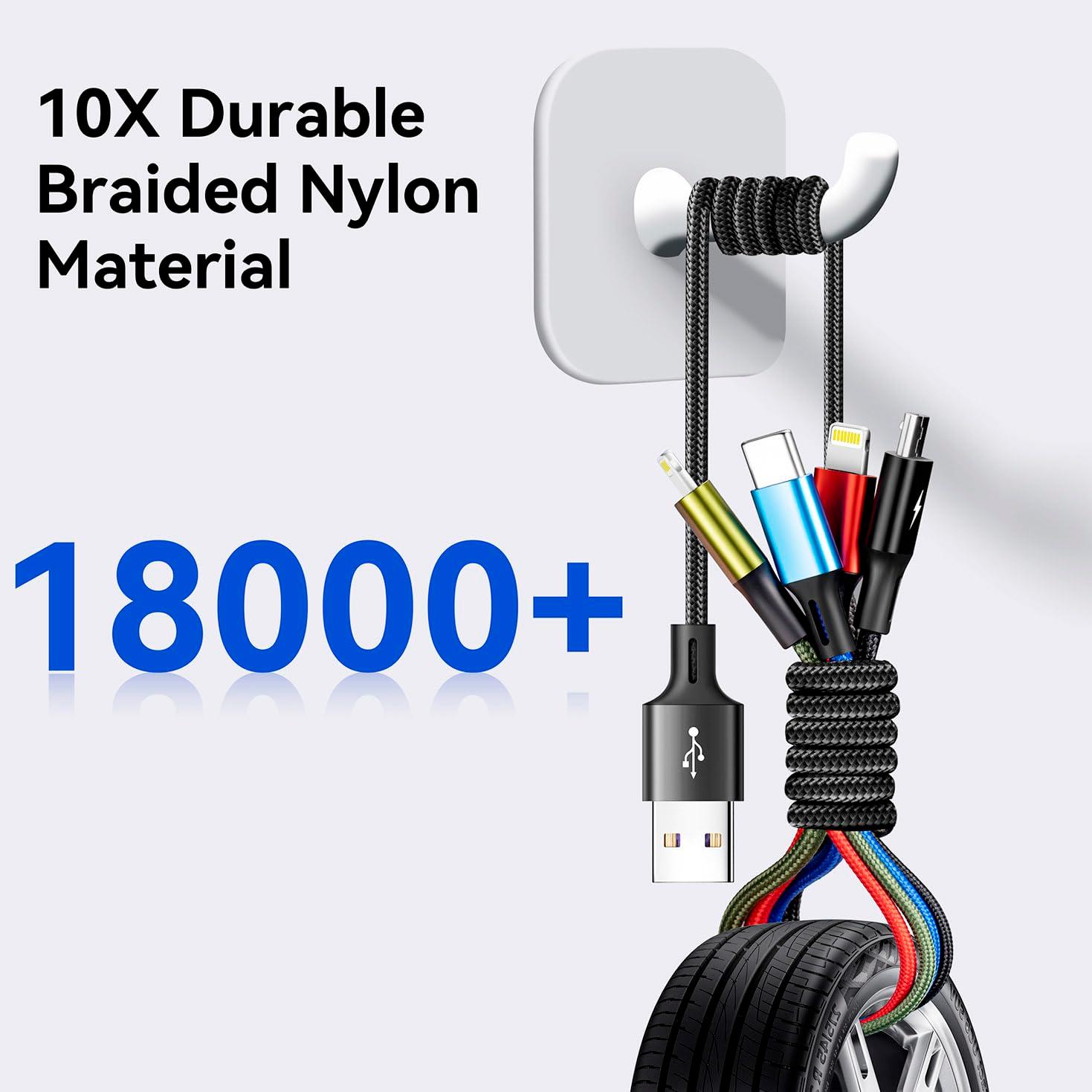 Multi Charging Cable, [2Pack 6Ft] 4 in 1 Braided Multi Fast Charging Cord, Multiple Charger USB Cable Adapter IP/Type C/Micro Port for Cell Phones,iPhone Series, Tablets, Samsung Galaxy, PS & More - Image 6