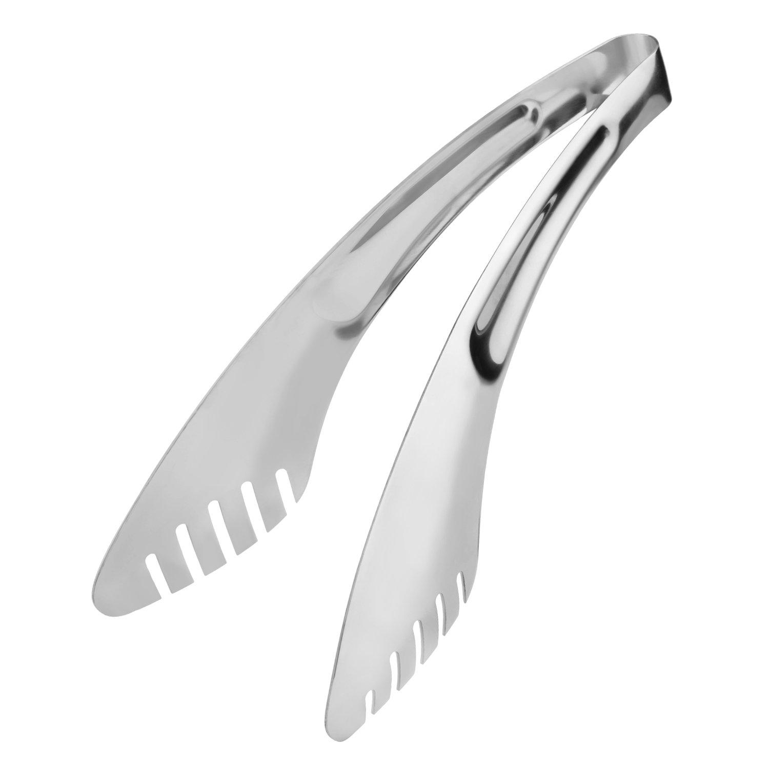 TRUSBER 9-Inch Salad Serving Tongs, 18/8 Stainless Steel Kitchen Cooking Tongs for Pasta Noodles BBQ Buffet | Dishwasher Safe |
