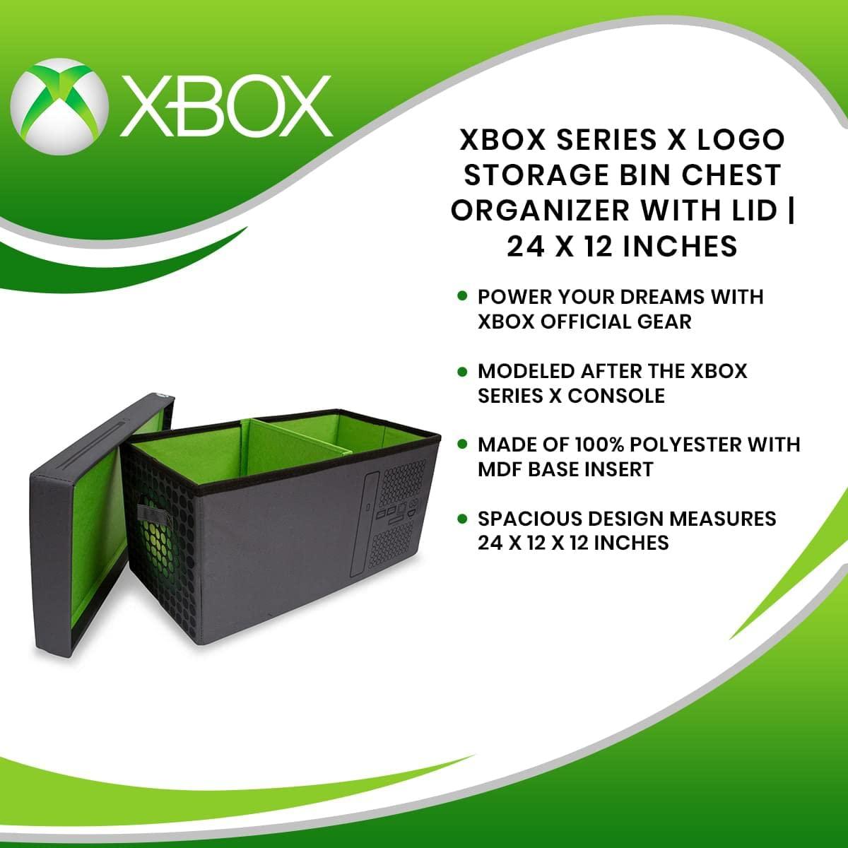 Ukonic Xbox Series X Logo Collapsible Storage Bin Chest with Lid | Fabric Basket Container with Handles, Cubby Cube Closet Organizer | Video Game Gifts And Collectibles | 24 x 12 Inches - Image 8