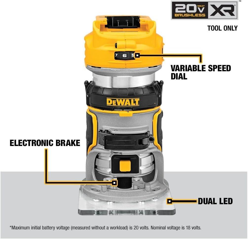 DEWALT DCW600B 20V MAX XR CMPCT Metal Fixed Base Router - Image 4