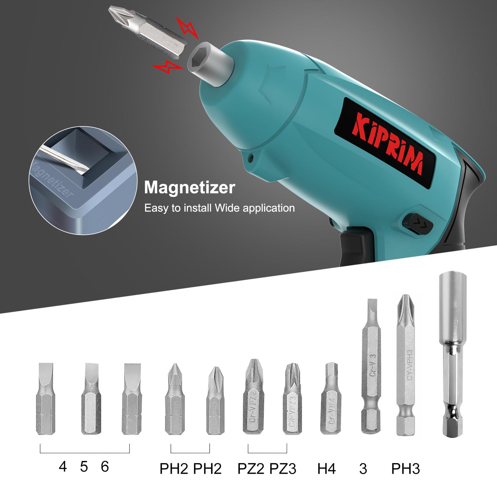 Small 4V Electric Screwdriver,Kiprim ES3 Cordless Screwdriver Tool with Rechargeable Battery,LED Front Light & Power Display Light for Home DIY Blue - Image 8